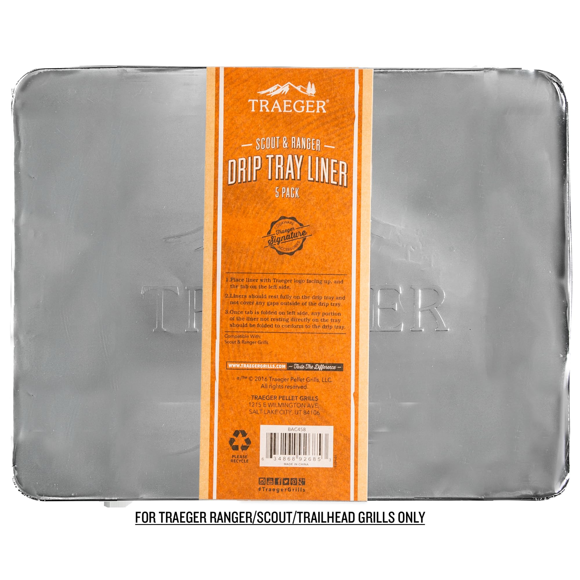 Traeger BAC458 Ranger heat-resistant aluminum drip-tray liner guards grease