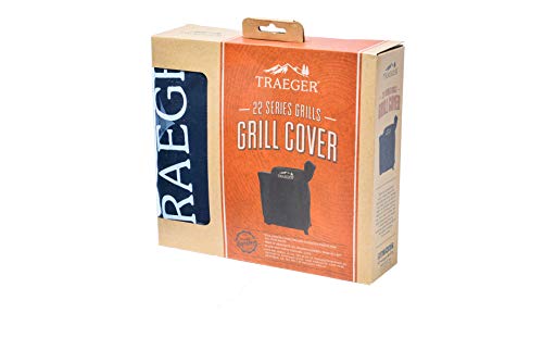 Traeger BAC503 full-length cover shields Pro 575 and Pro 22 from rain and snow.