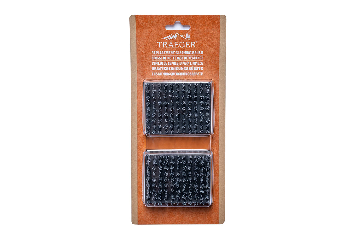 Traeger BAC599 replacement brush head two-pack for easy grill cleaning.