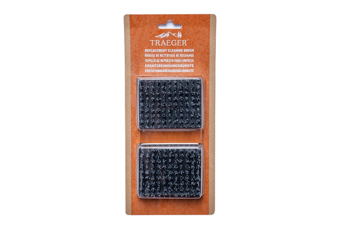 Traeger BAC599 replacement brush head two-pack for easy grill cleaning.