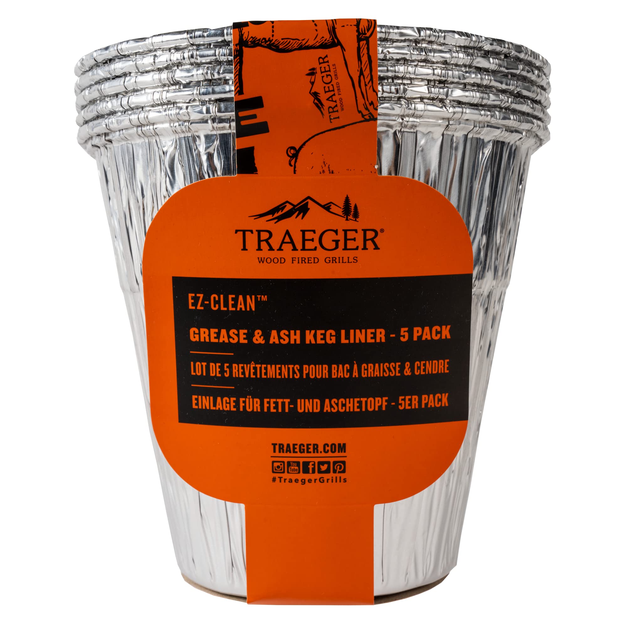 Traeger BAC608 grease and ash keg liner pack ready for quick cleanup after grilling.