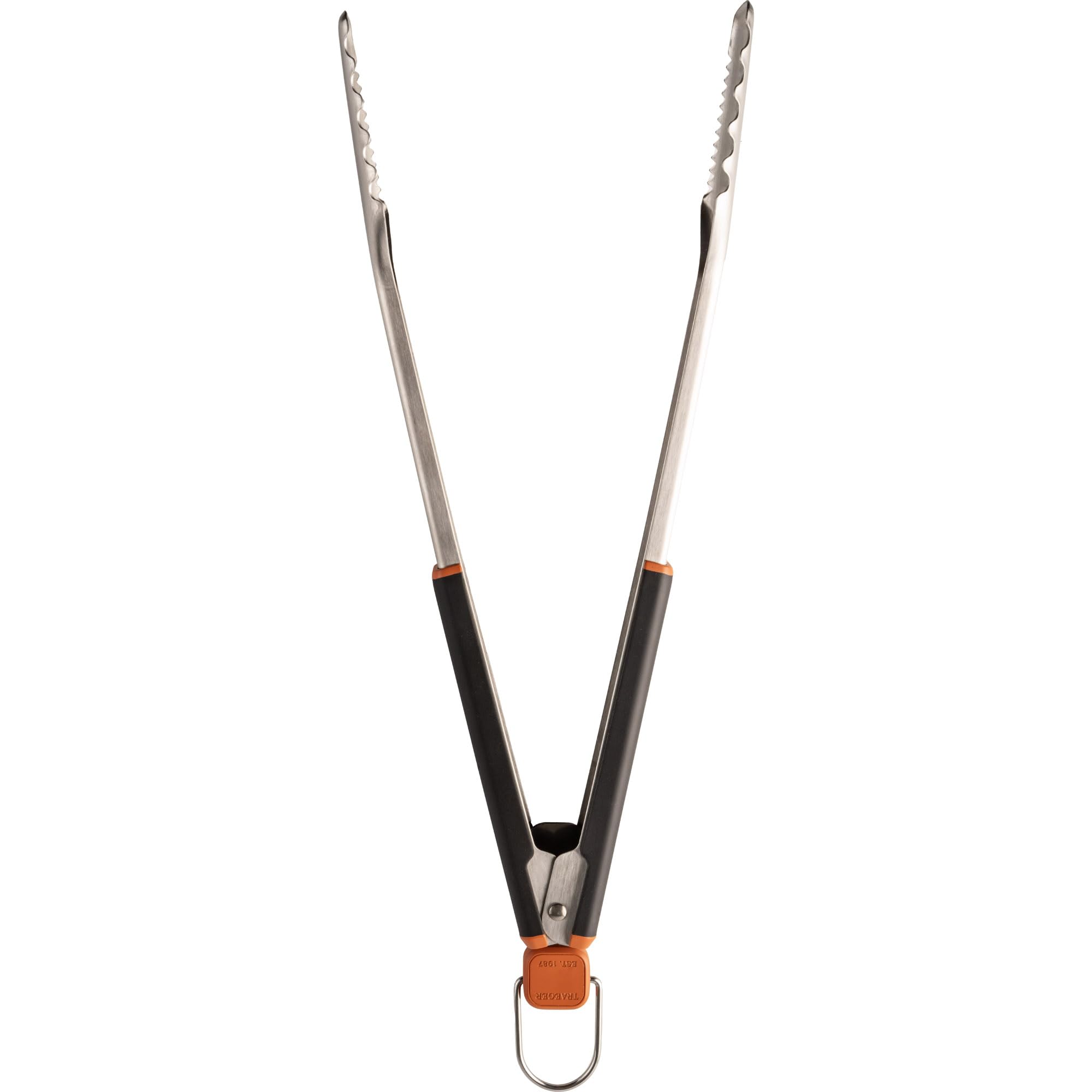 Traeger BAC790 locking mechanism tongs stay closed for compact storage.