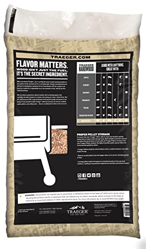 Traeger BBQ Select wood blend of oak, hickory, and maple enhances flavor