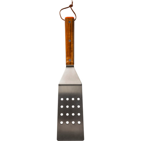 Traeger slotted spatula for quick food release and even searing.