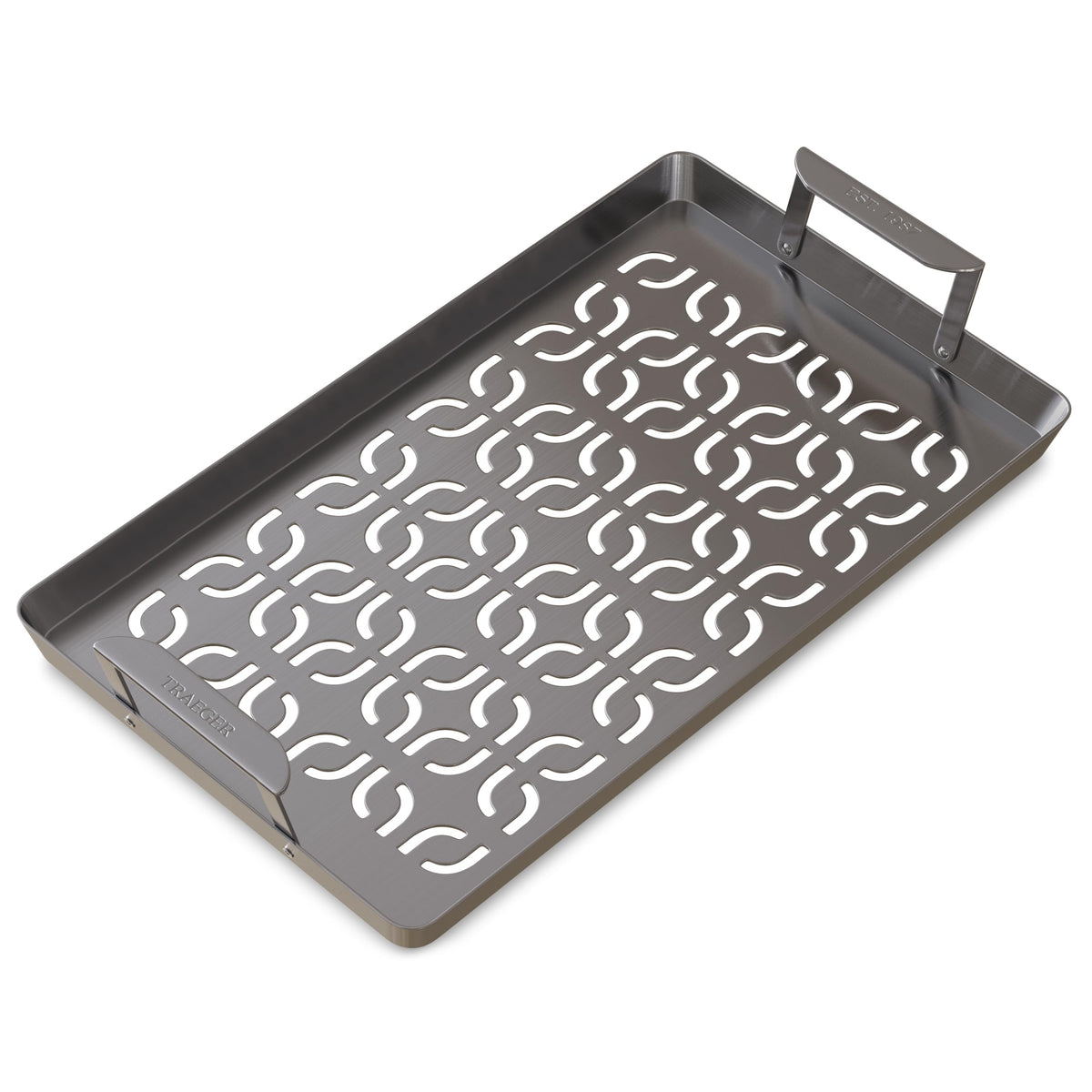 Traeger ModiFIRE fish & veggie tray closeup prevents food loss during grilling