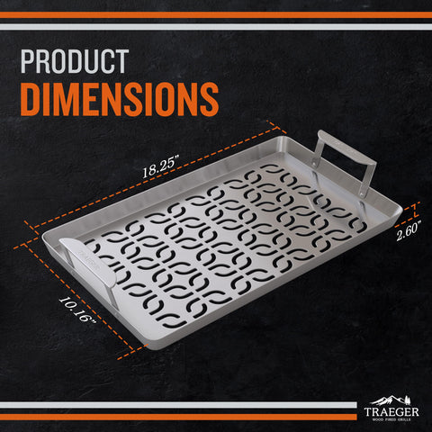 Traeger ModiFIRE grill tray with handle angled for easy lifting