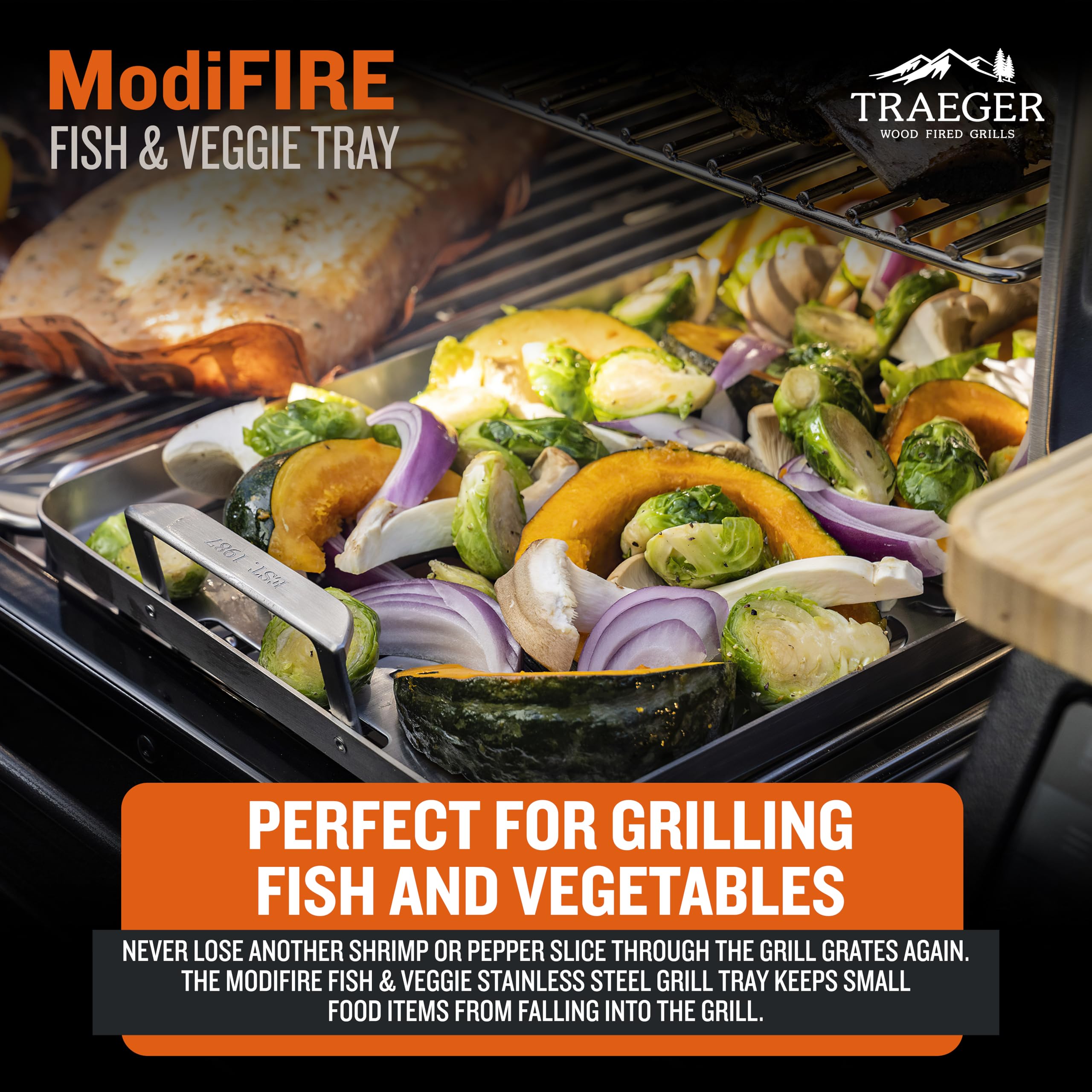 Traeger ModiFIRE tray fits ModiFIRE grates for quick swaps