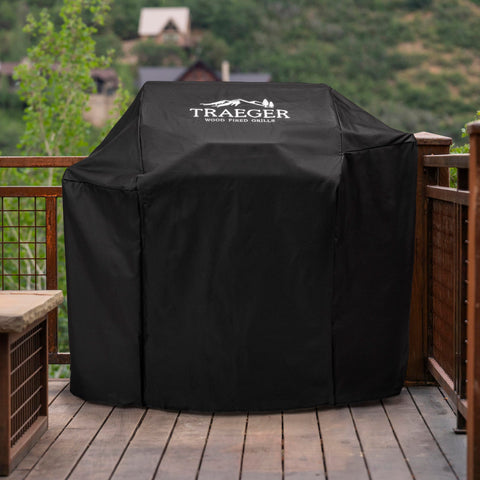 Traeger Silverton 620 cover on grill demonstrates snug fit for year-round protection