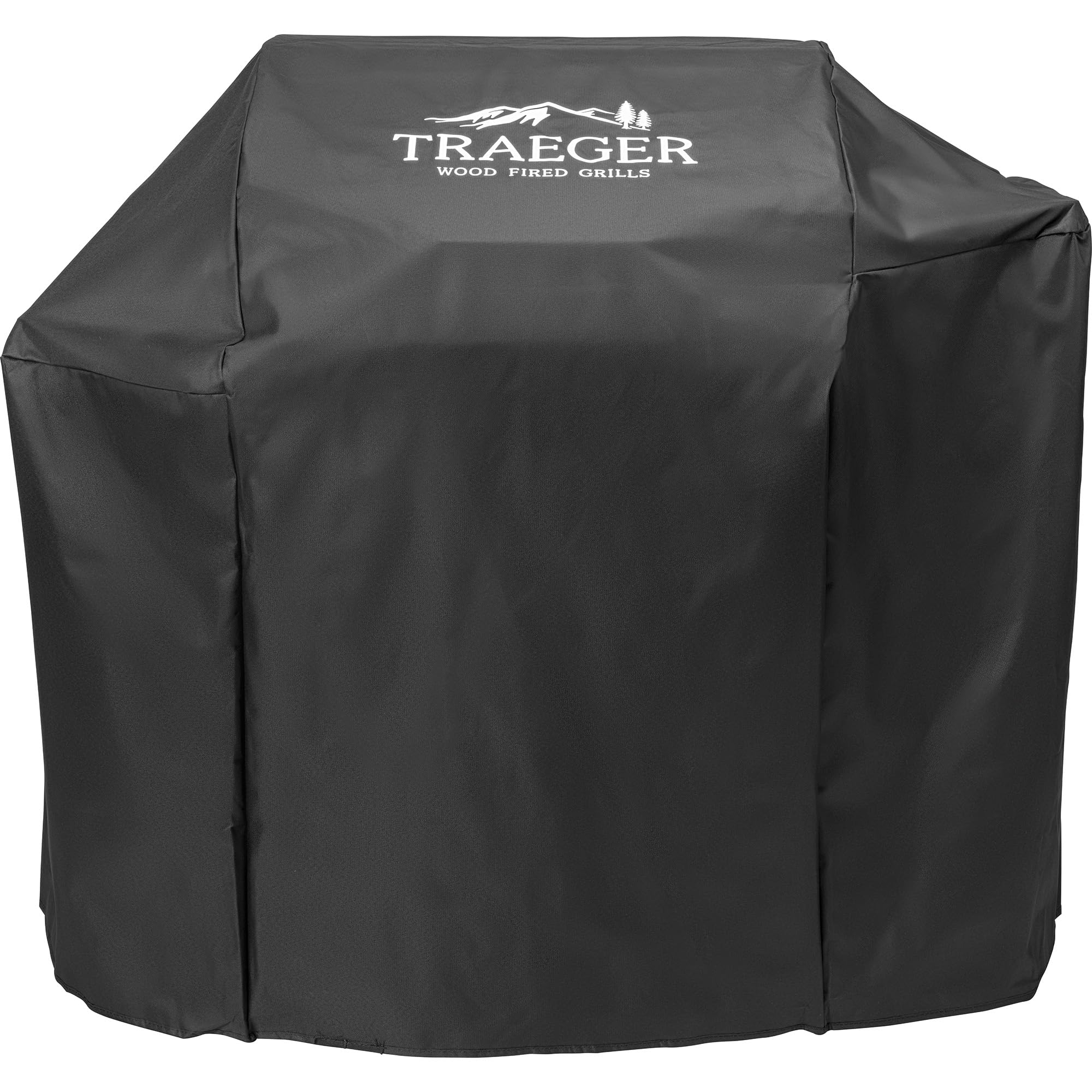 Traeger Silverton 620 grill cover in full-length view protects against outdoor elements