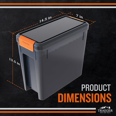 Close-up of airtight seal on Traeger StayDry pellet bin preserving pellet freshness.