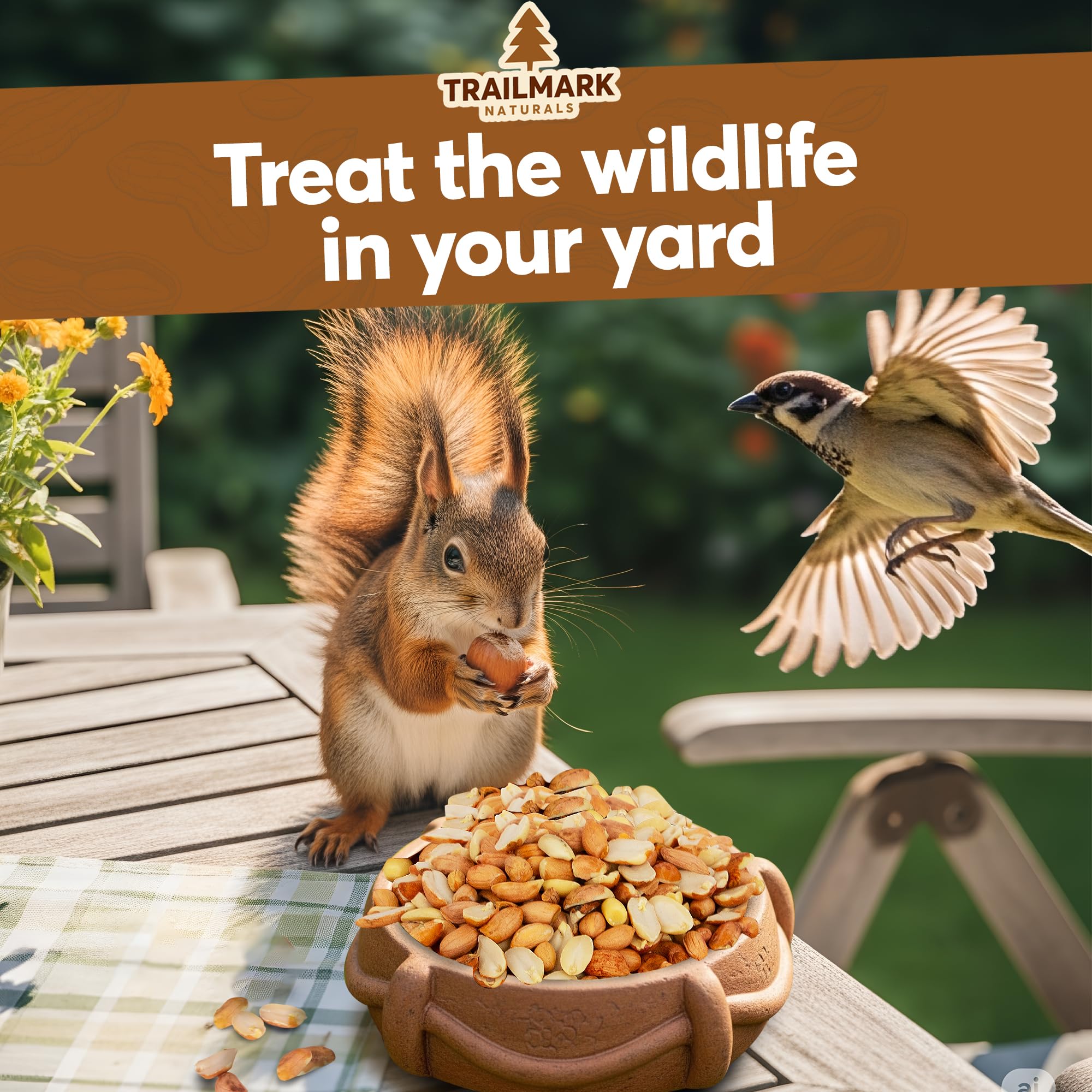 Trailmark Naturals blue jay and woodpecker peanuts attract diverse backyard birds.
