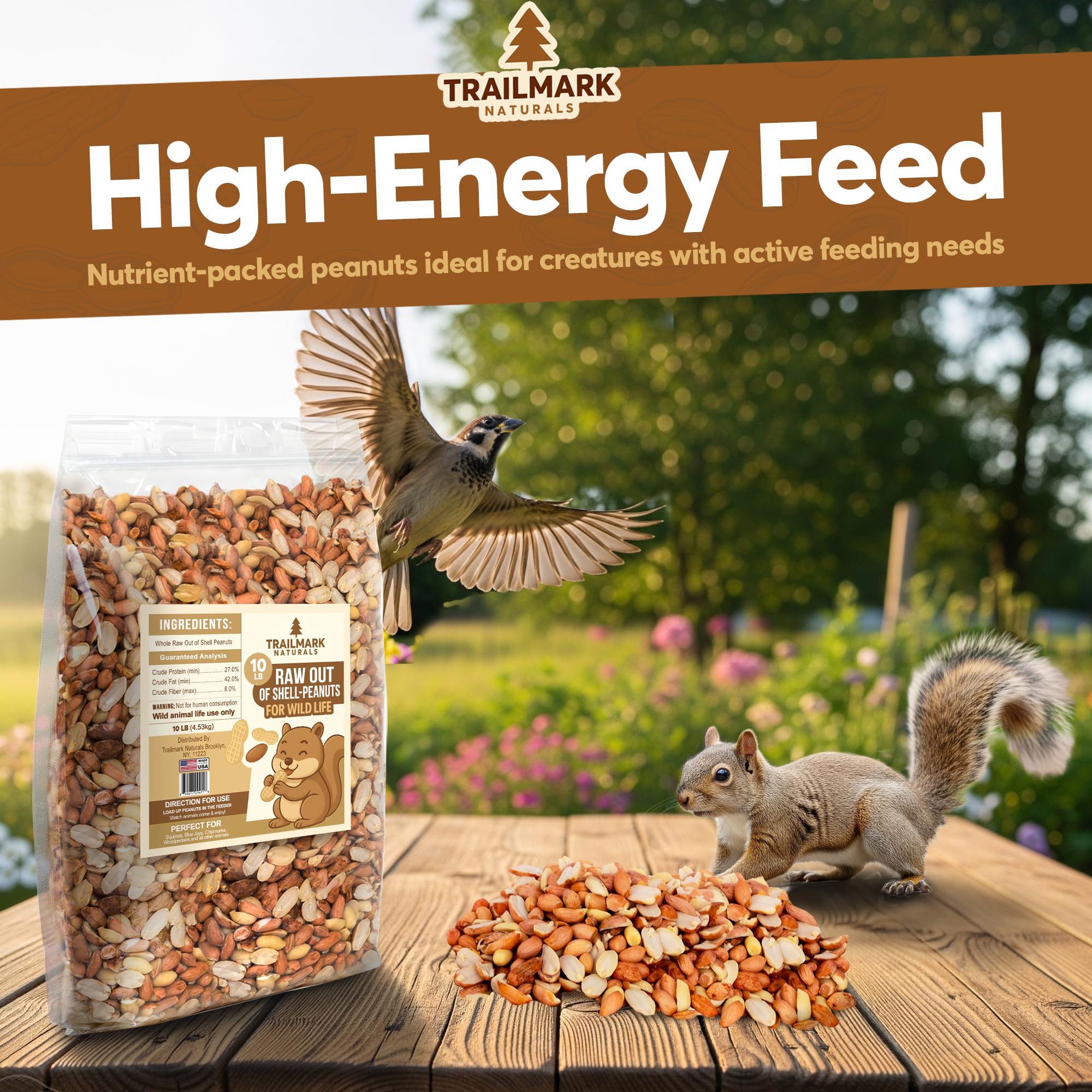 Trailmark Naturals farm-quality peanuts provide a reliable wildlife snack.