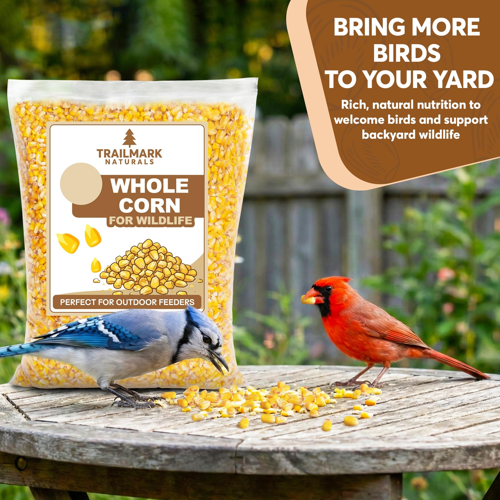 TRAILMARK Naturals outdoor-feeders-corn attracts cardinals and sparrows in your yard