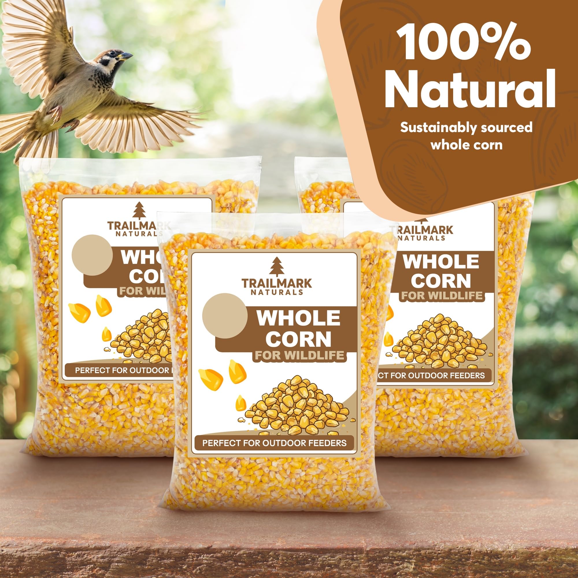 TRAILMARK Naturals-us-grown-corn showcases USA-grown, all-natural ingredients for wildlife feeding