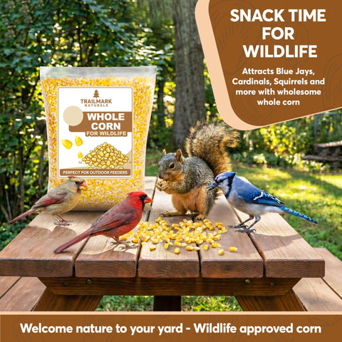 TRAILMARK Naturals wildlife-corn-for-birds draws a variety of backyard birds with natural energy