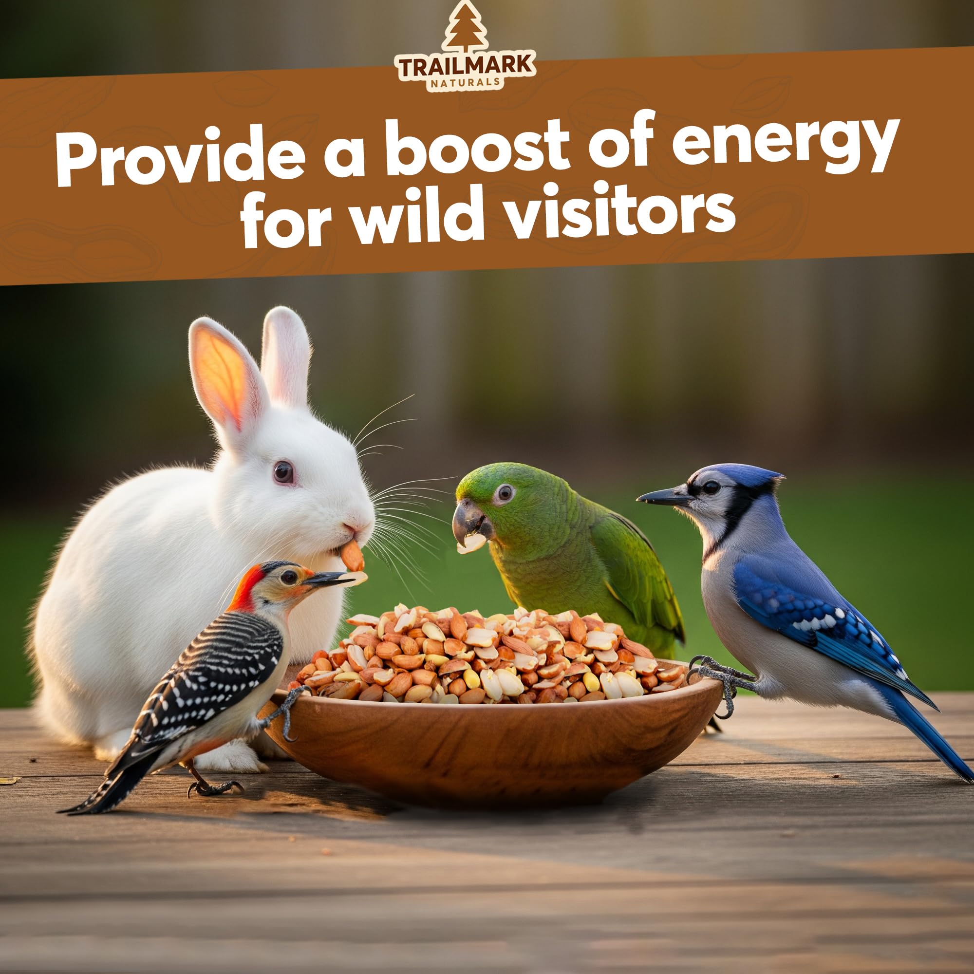 Trailmark Naturals wildlife feeder peanuts support year-round backyard visitors.