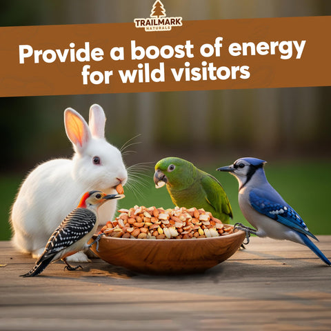 Trailmark Naturals wildlife feeder peanuts support year-round backyard visitors.