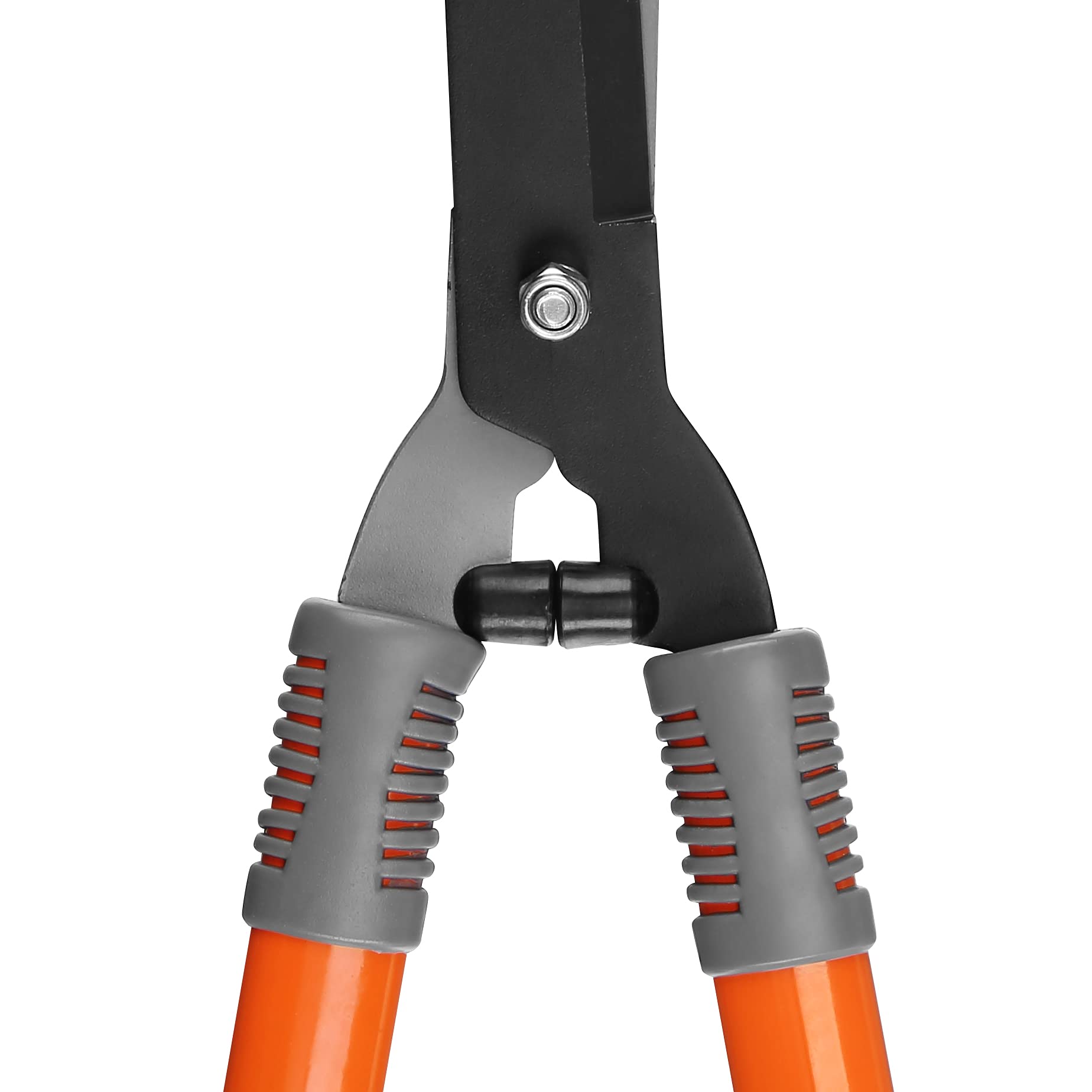TRAMITEC hedge shears with shock-absorbing bumpers reduce vibration for comfortable work.