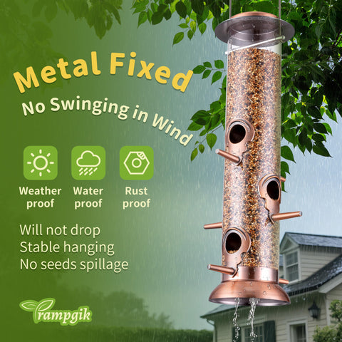 TrampgiK squirrel-resistant metal feeder deters chewing and supports birds.