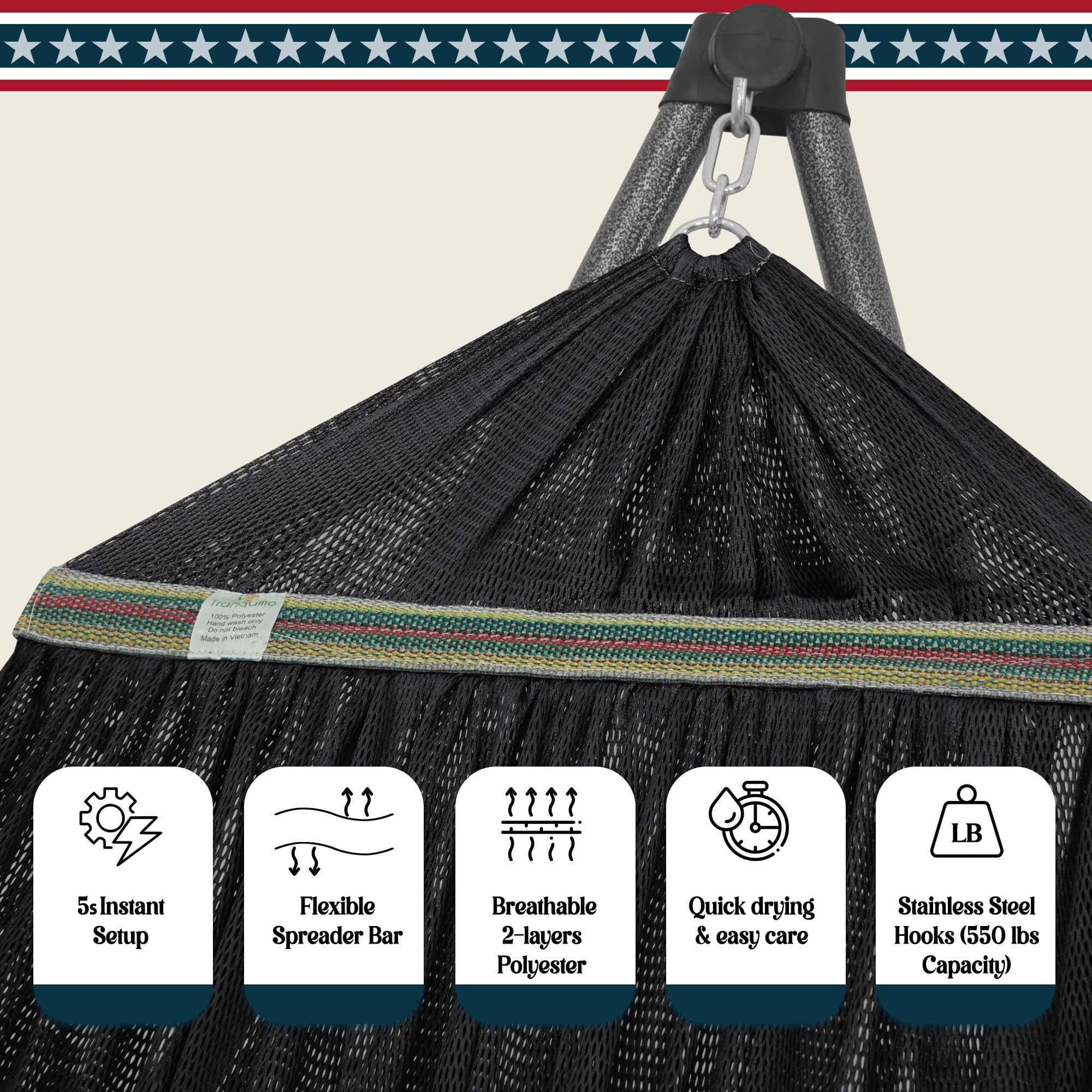 Tranquillo Uniki 550 lb capacity frame provides strong, stable solo support.