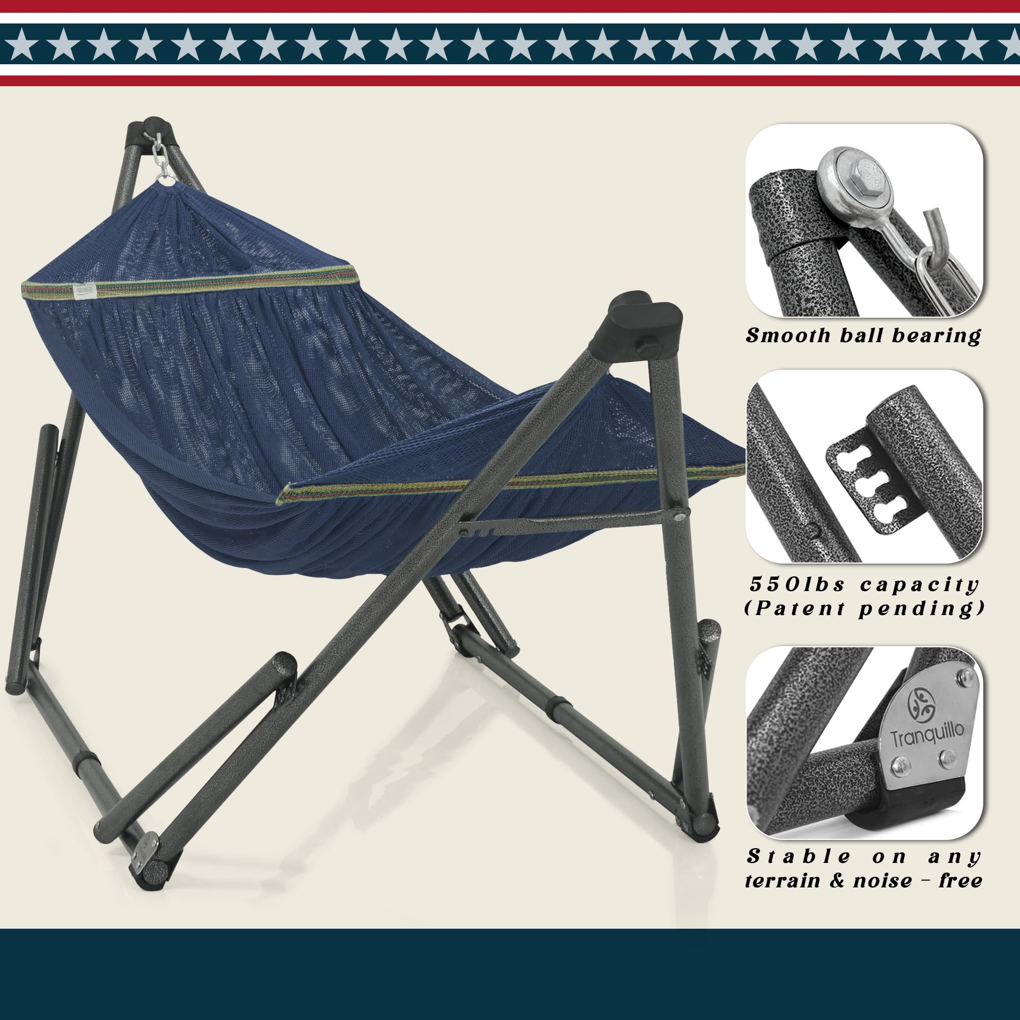 Tranquillo Uniki 30-second tool-free setup enables instant relaxation.