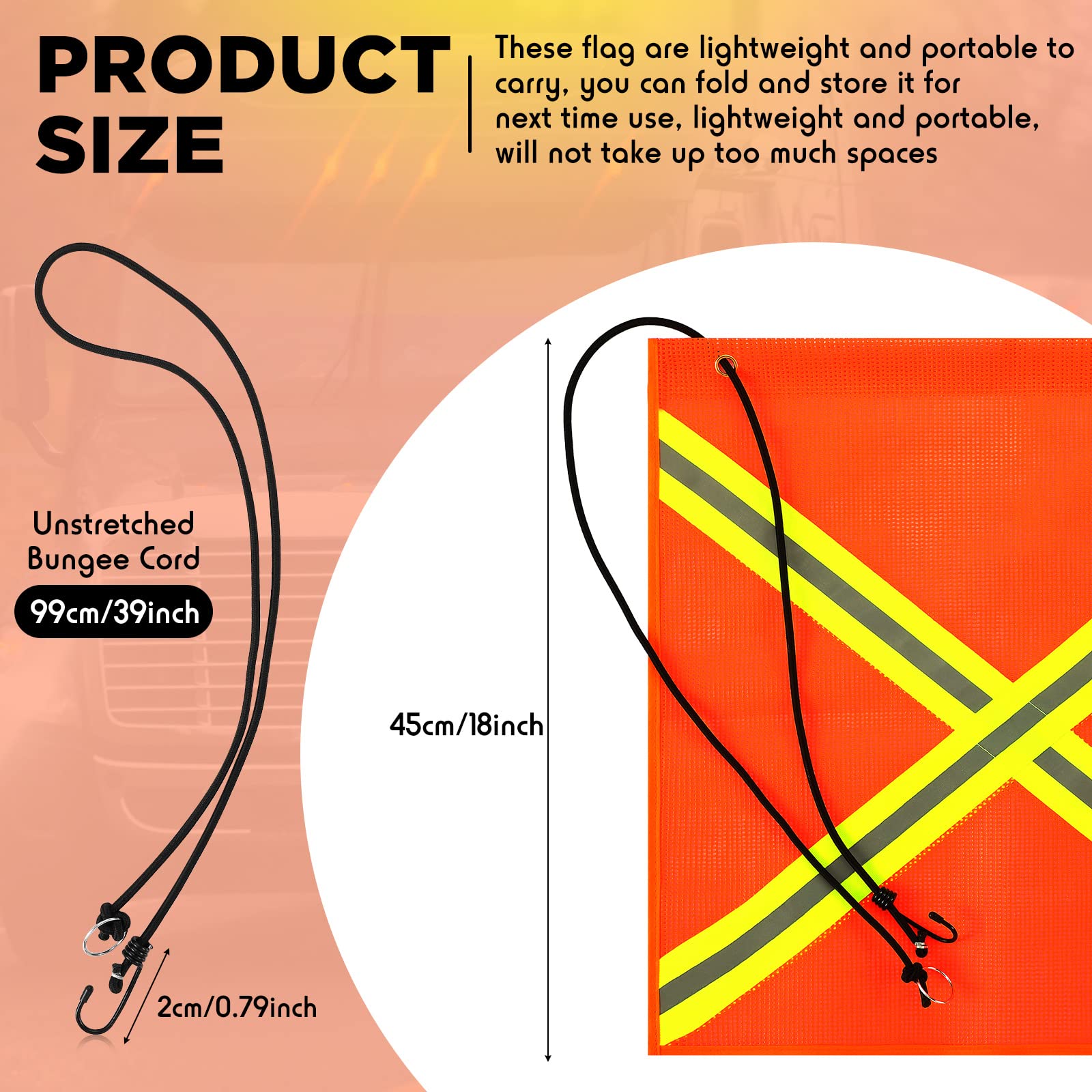 Tranqun safety flag attached to a bicycle with quick install grommets and cord.