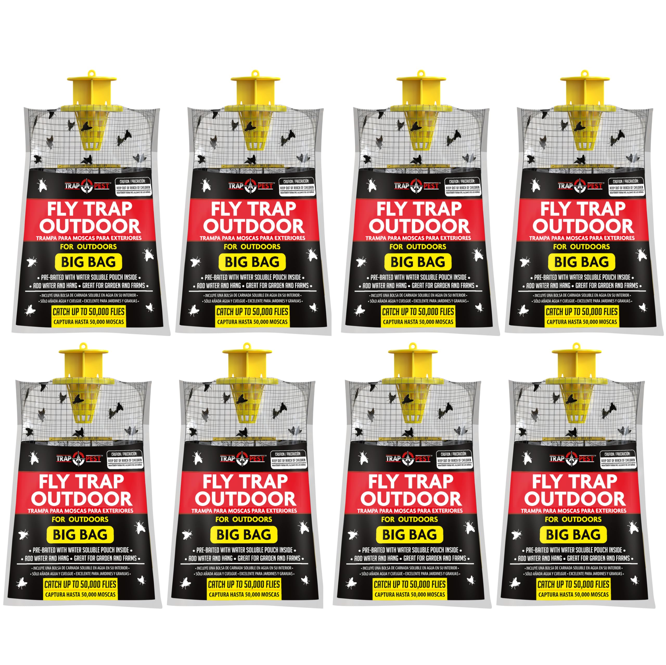 TRAP A PEST 8-pack big bag fly trap outdoors attracting and killing flies for patios