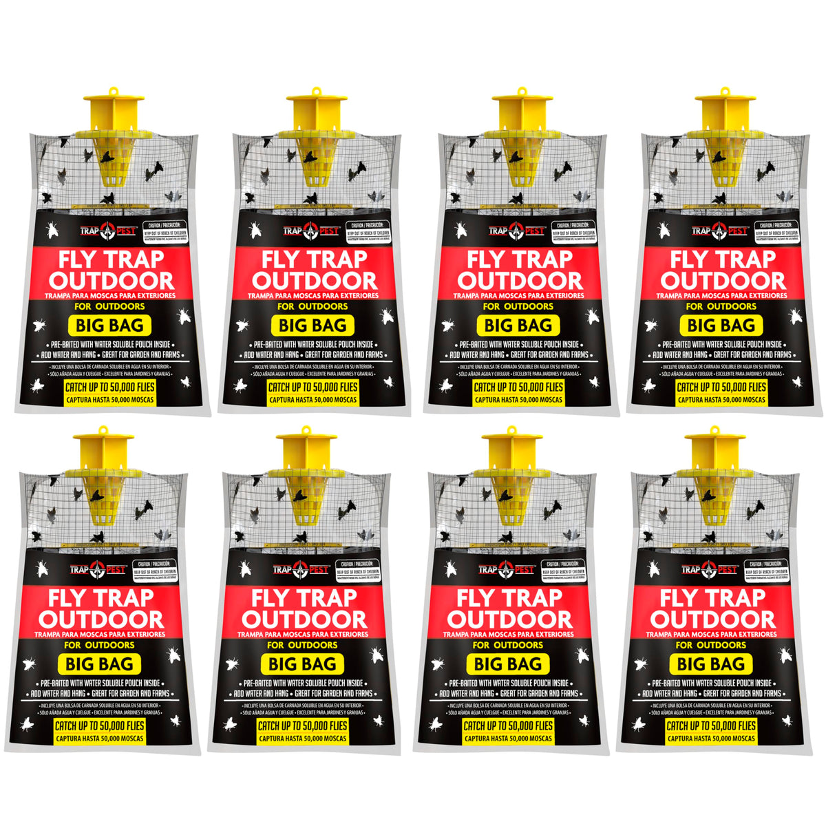 TRAP A PEST 8-pack big bag fly trap outdoors attracting and killing flies for patios