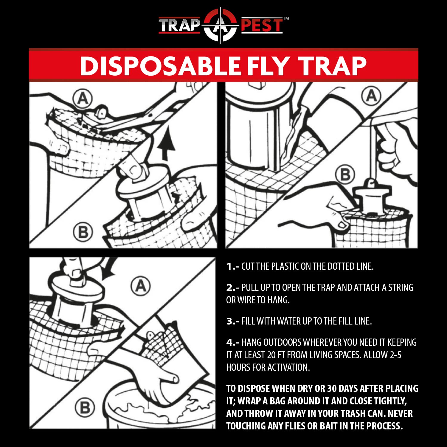 TRAP A PEST bait pocket activated by water attracts pests for events