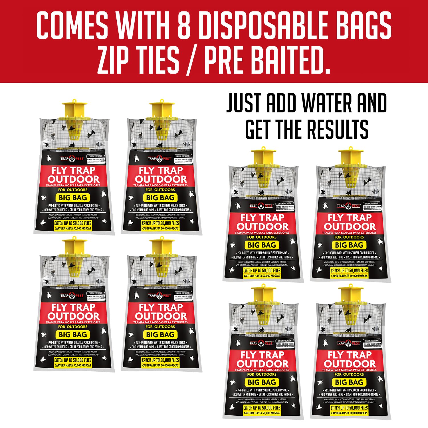 TRAP A PEST disposable fly trap set saves cleanup time after use