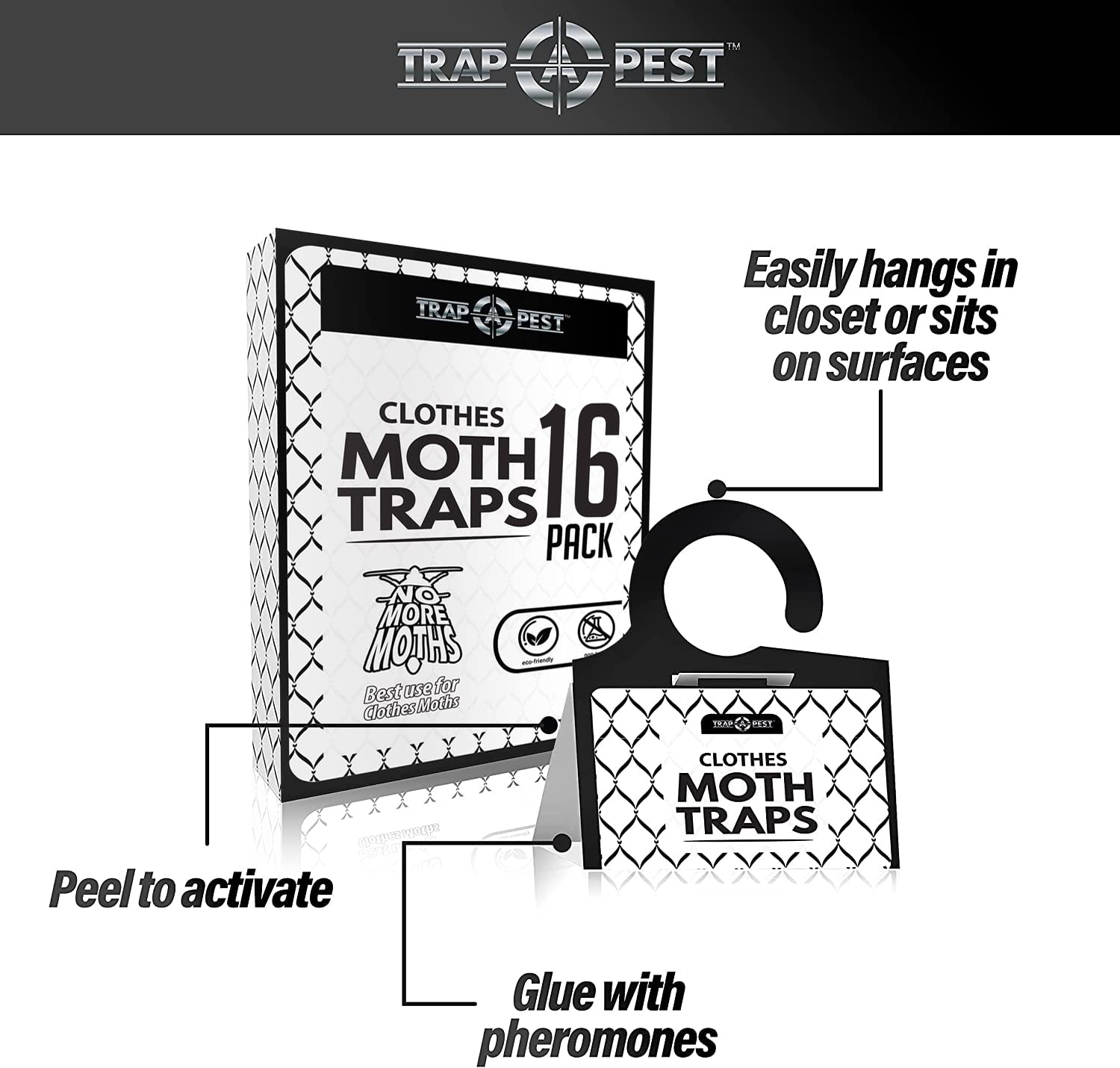 TRAP A PEST easy-to-use hanging traps keep wardrobes organized and protected