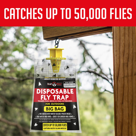 TRAP A PEST horse fly trap outdoor net captures many flies before disposal.