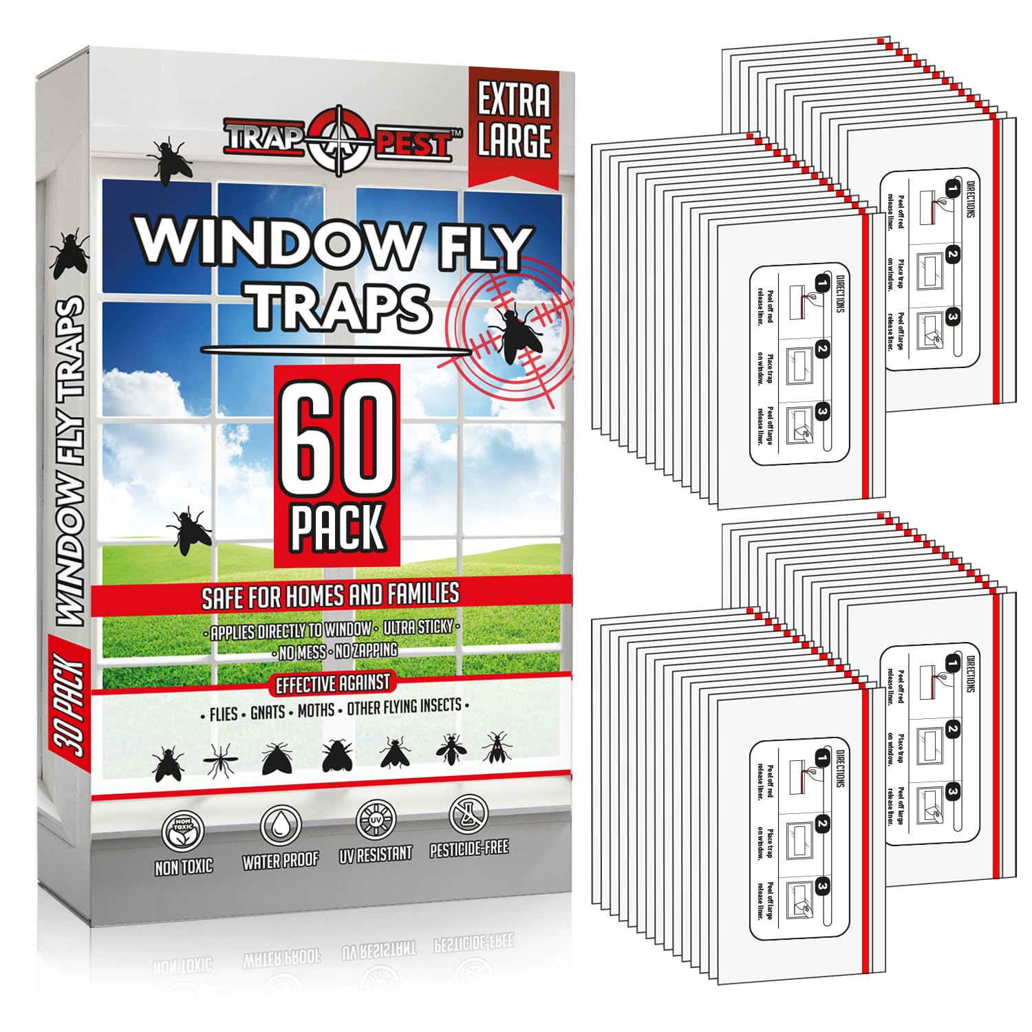 TRAP A PEST window traps on a clear pane capture flies without clutter
