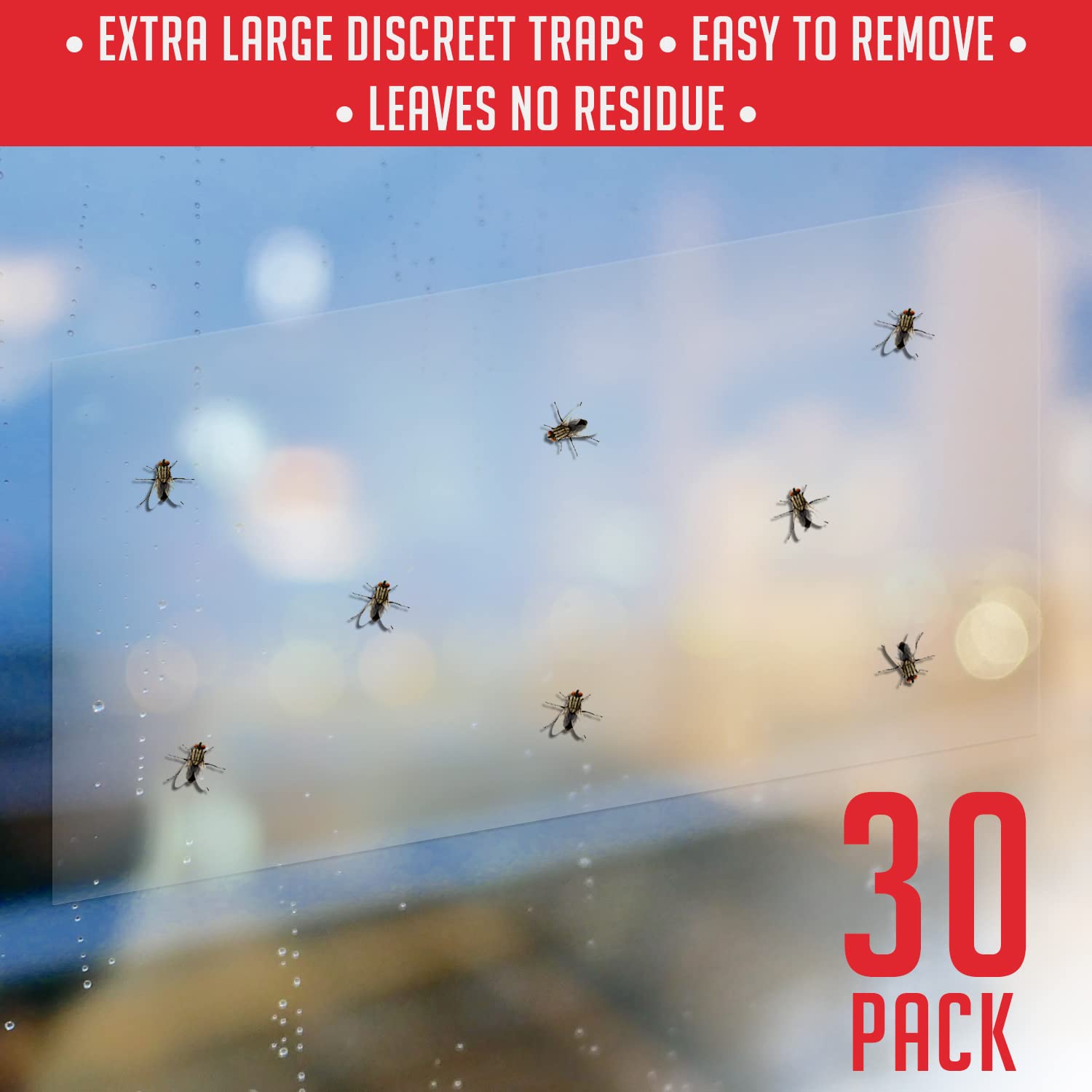 TRAP A PEST closeup of translucent sticker highlighting transparent surface for discreet placement