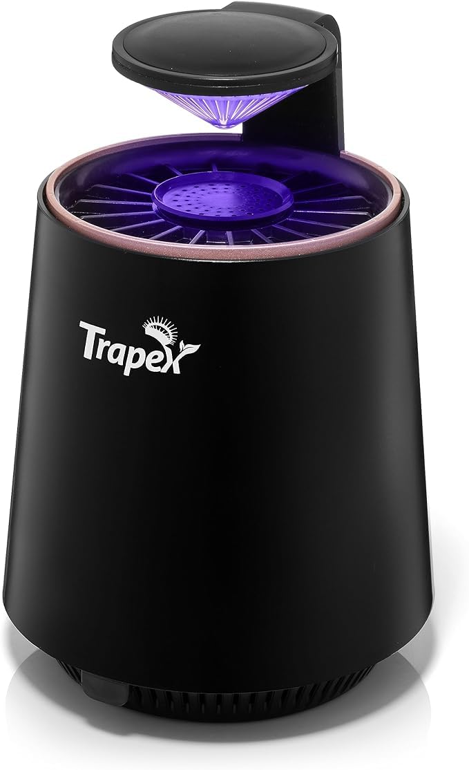 Trapex Indoor Fly Trap front view with a sleek black design for home use.