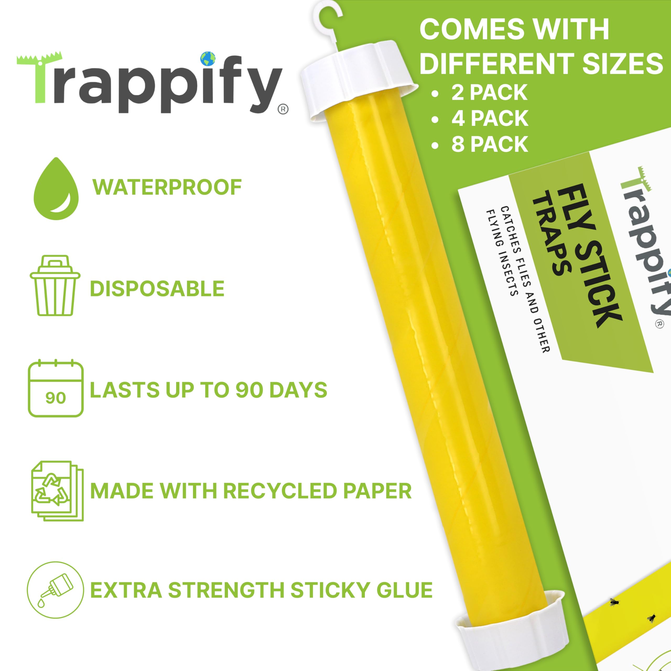 Trappify Fly Stick Trap Closeup shows the yellow attractant surface.
