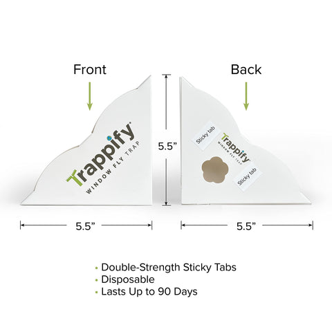 Trappify fly trap indoor unfold peel-stick setup shown.