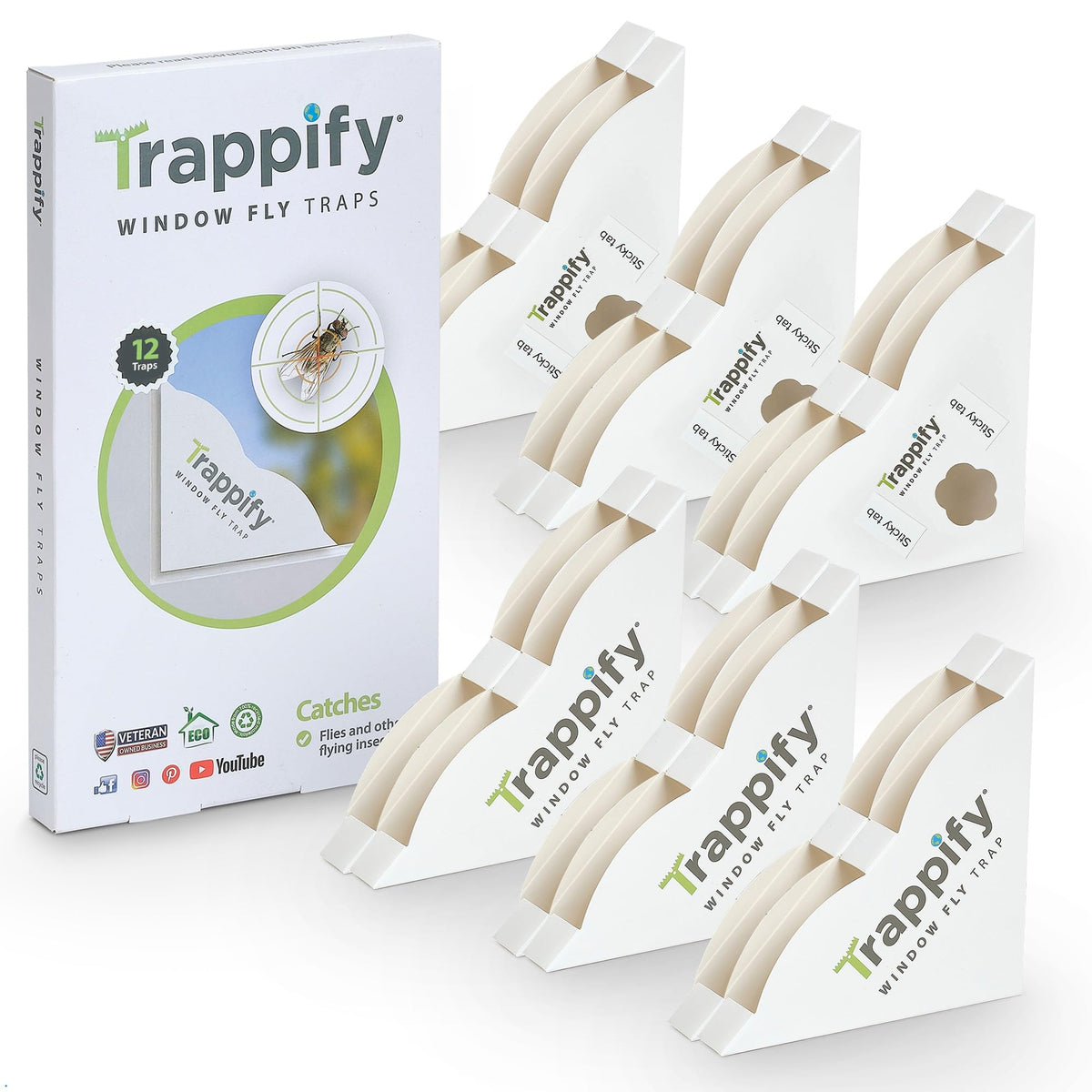 Trappify Fly Trap Indoor window trap mounted on glass, discreet and effective against fruit flies.