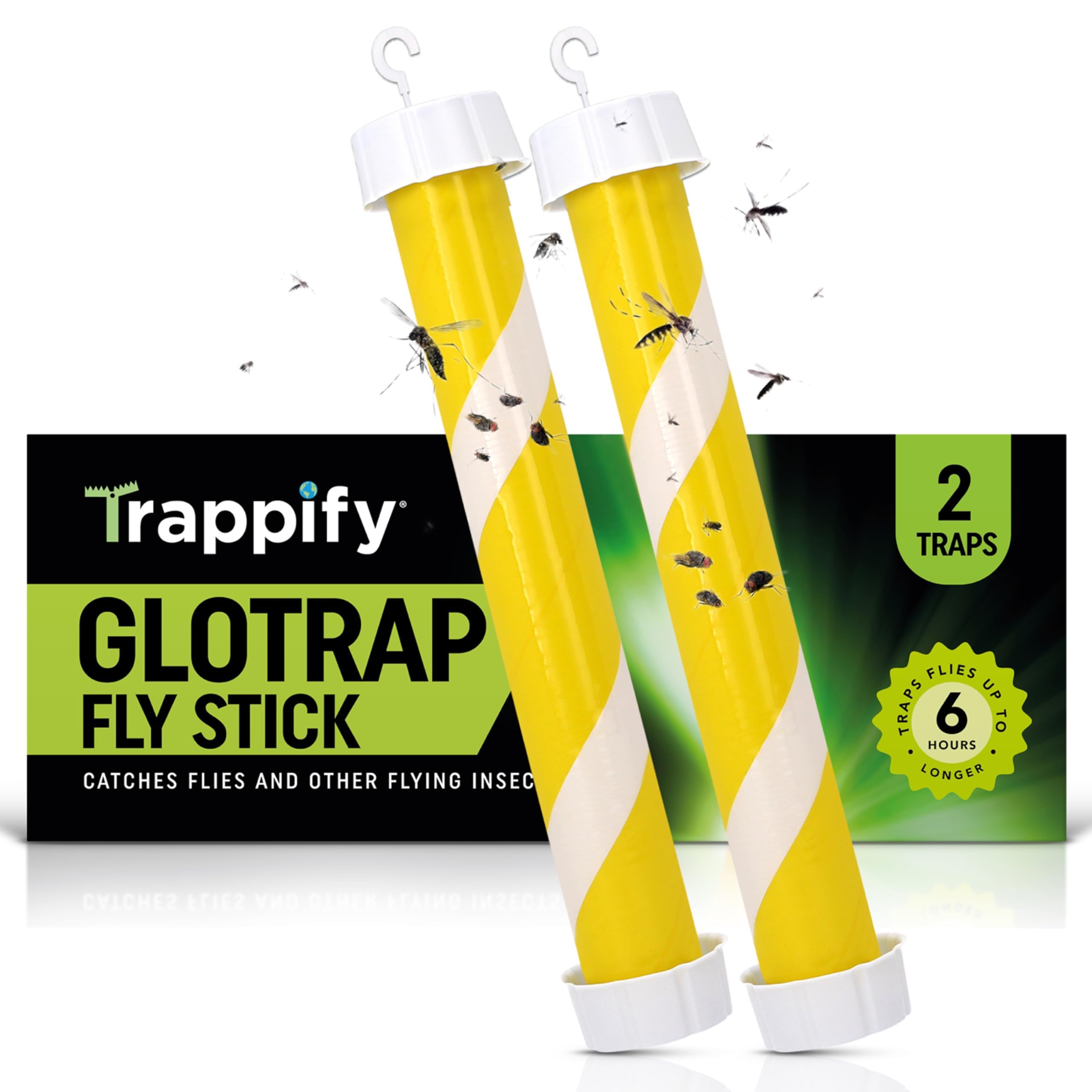 Trappify glow-in-the-dark fly stick for indoor pest control
