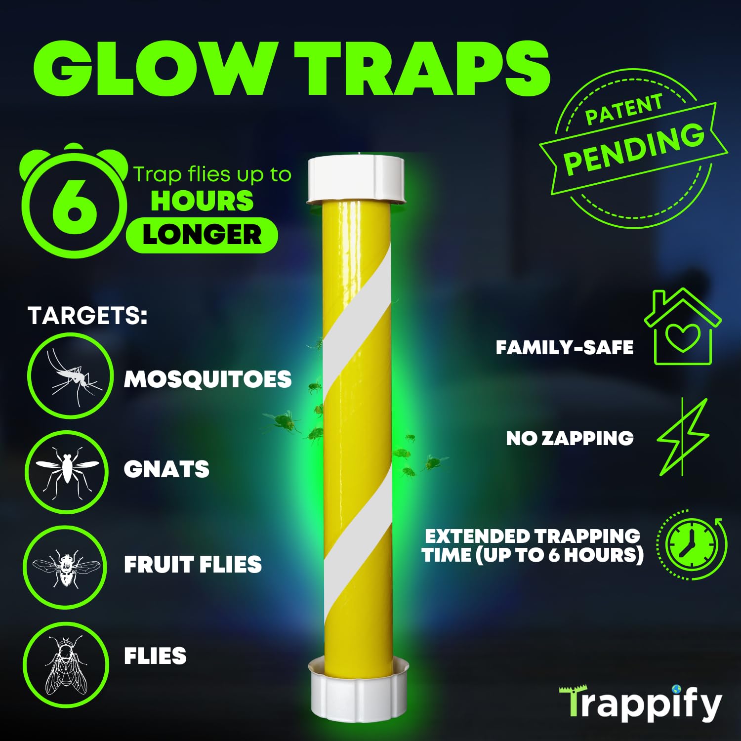 Trappify glow-in-the-dark fly stick for outdoor garden use