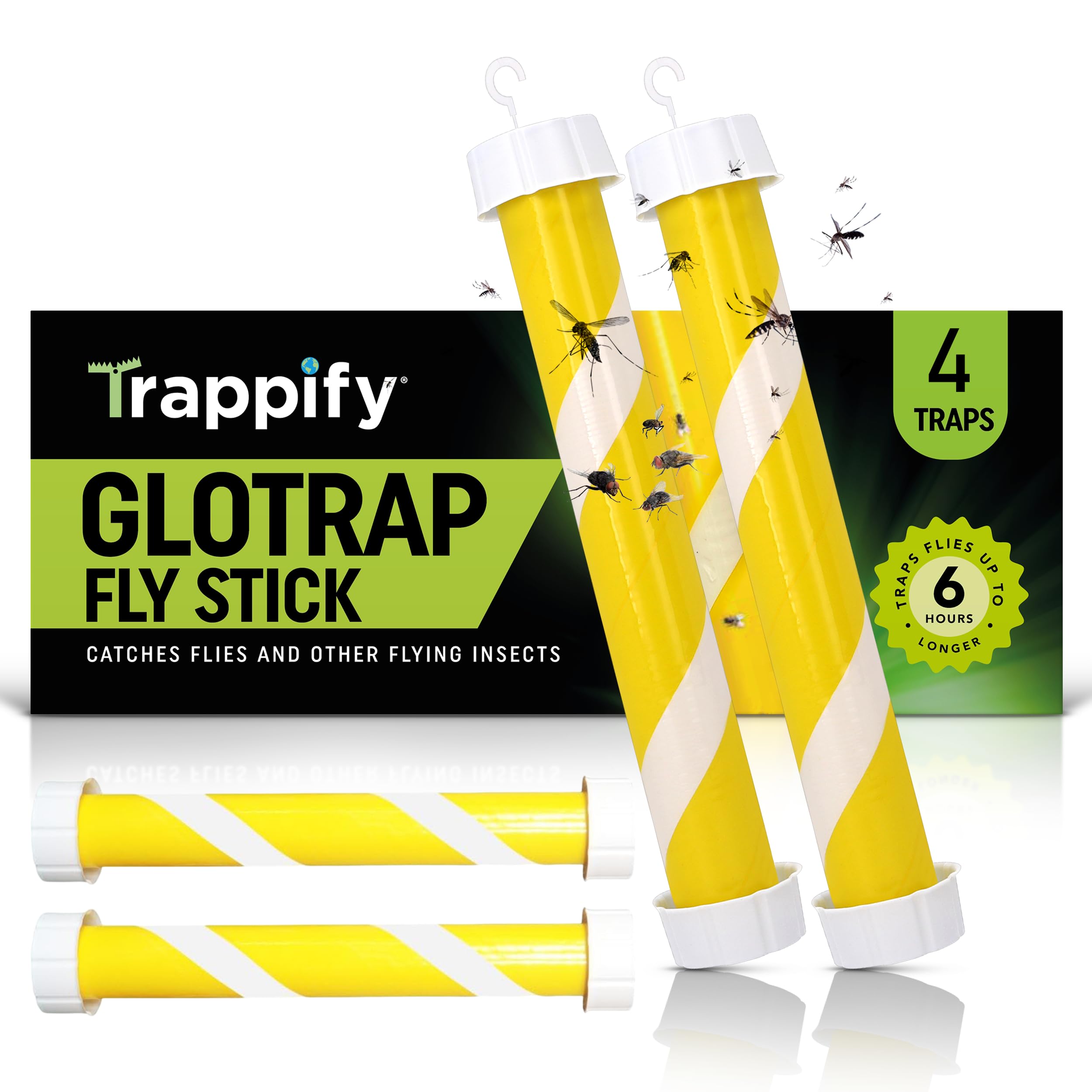 Trappify glow-in-the-dark fly stick pack for indoor and outdoor use.
