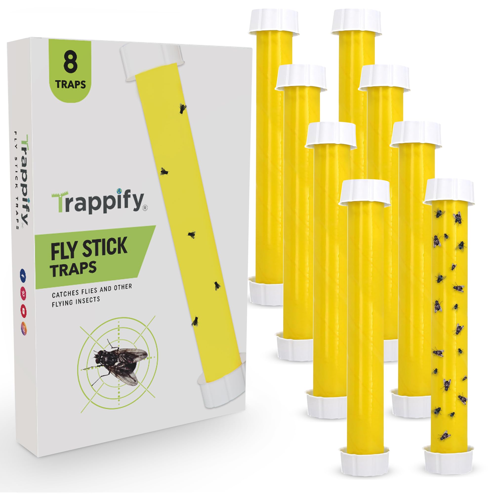 Trappify hanging fly trap on porch reduces flying insects outdoors.