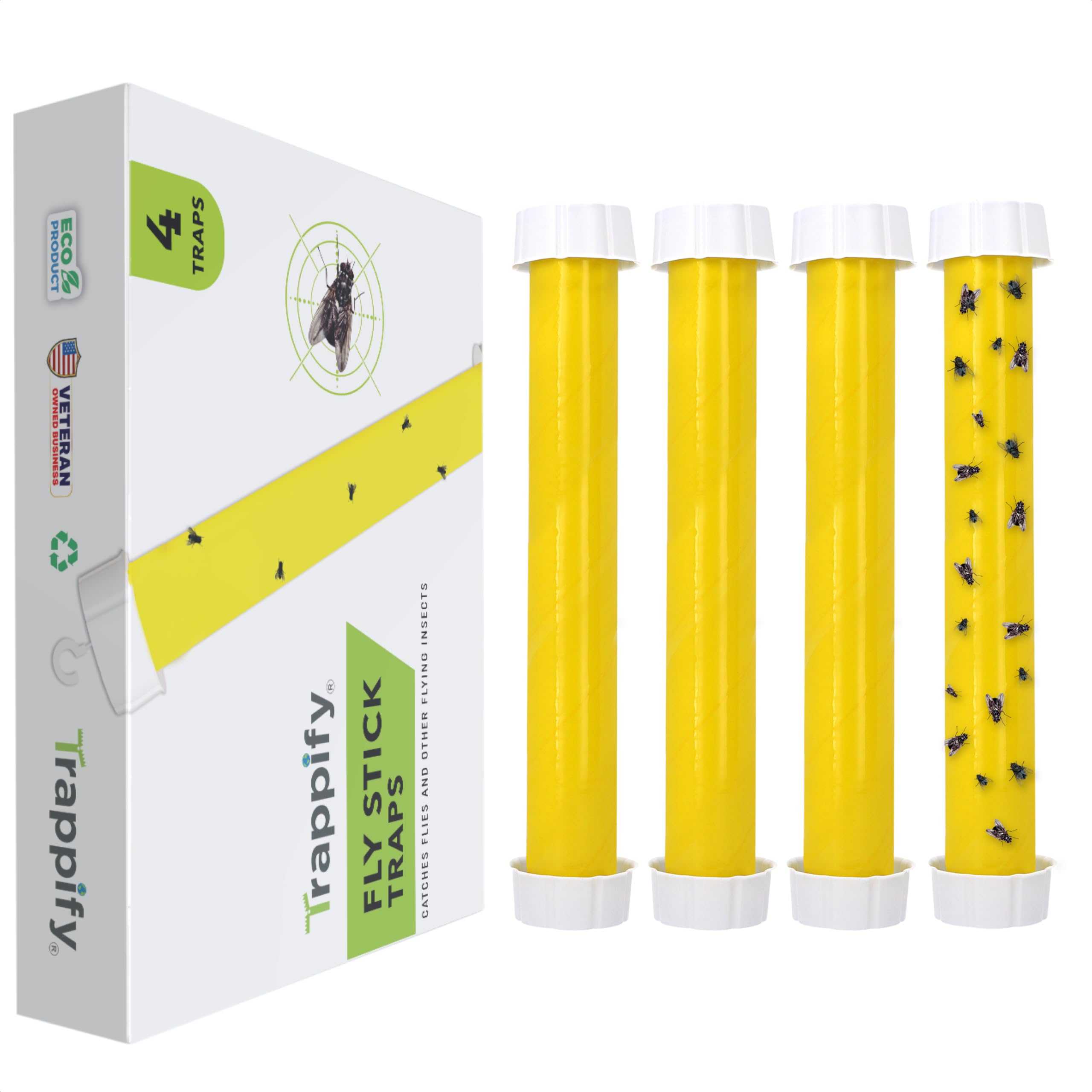 Trappify Hanging Fly Traps Outdoor captures gnats on a bright yellow sticky surface.