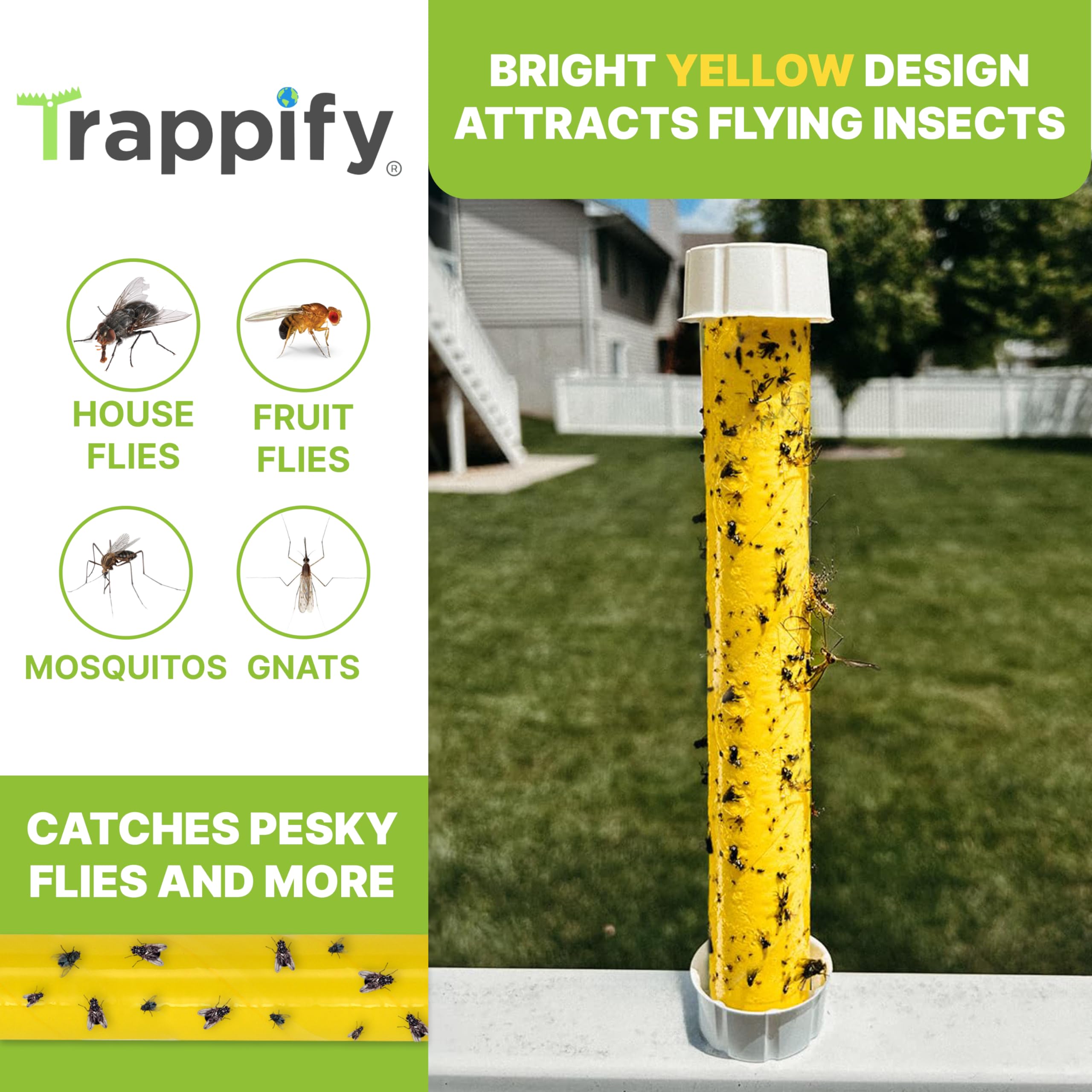 Trappify yellow sticky trap ready to deploy near bug hotspots.
