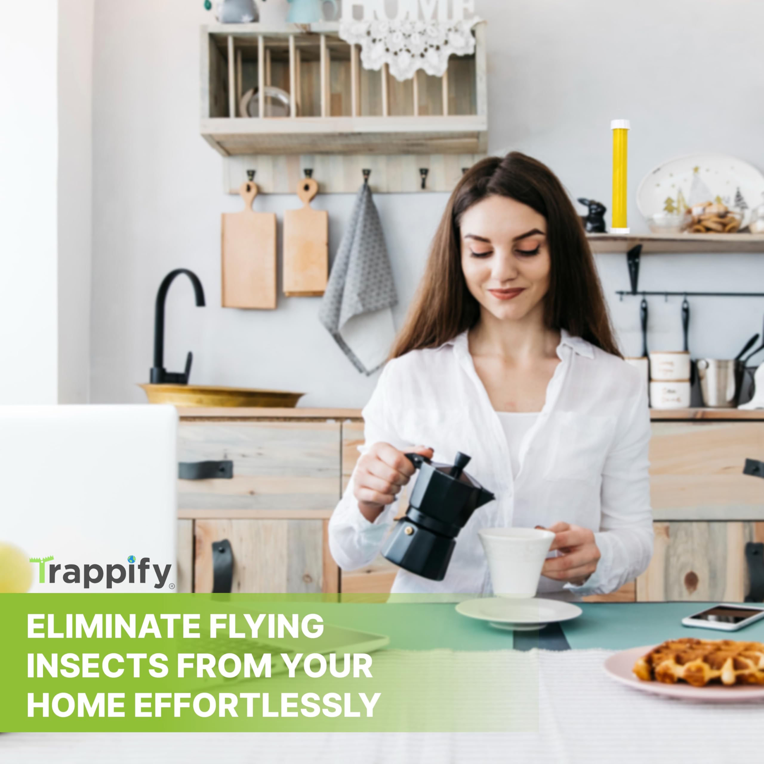 Trappify Yellow Sticky Trap emphasizes high visibility for flying insects.