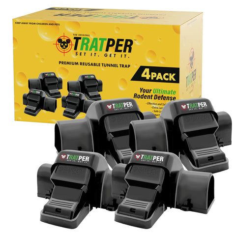 TRATPER covered rat trap with dual tunnels keeps kids and pets safer nearby.