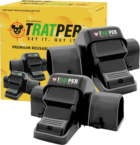 TRATPER rat trap with covered tunnel seen from the front for safe, discreet trapping.