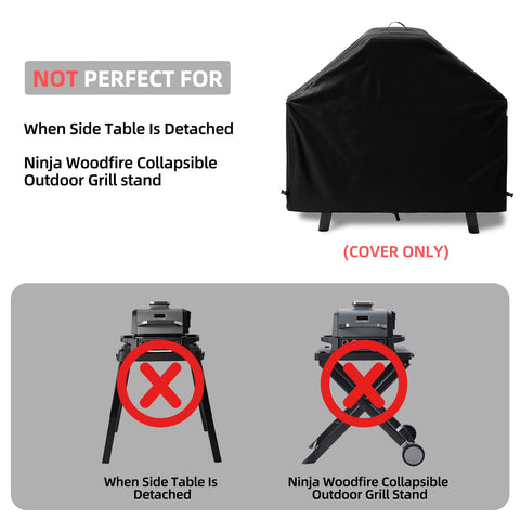 TRAVELIT Ninja Woodfire cover with side tables guards setup during outdoor use.