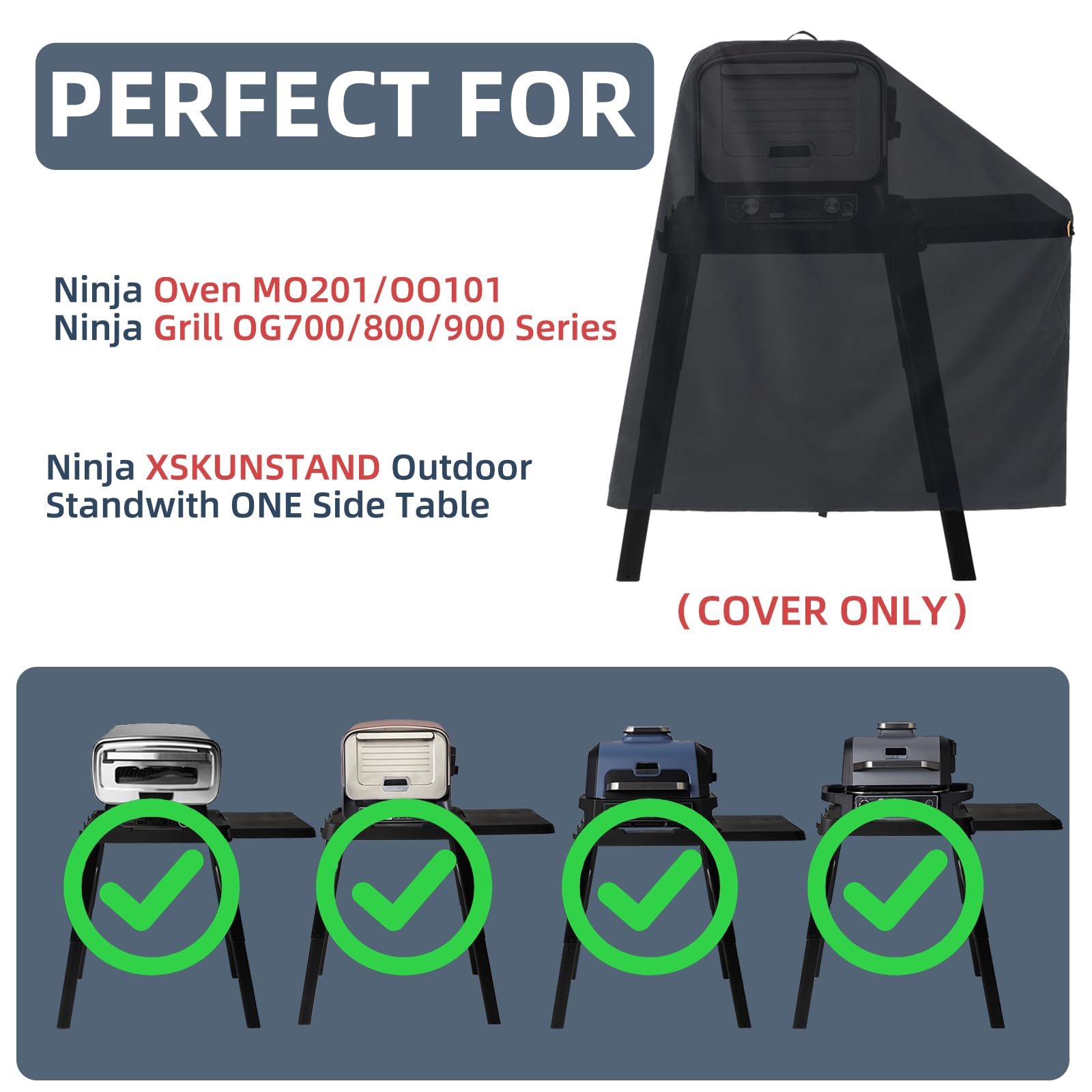 TRAVELIT Ninja Woodfire grill cover protects against rain and wind.