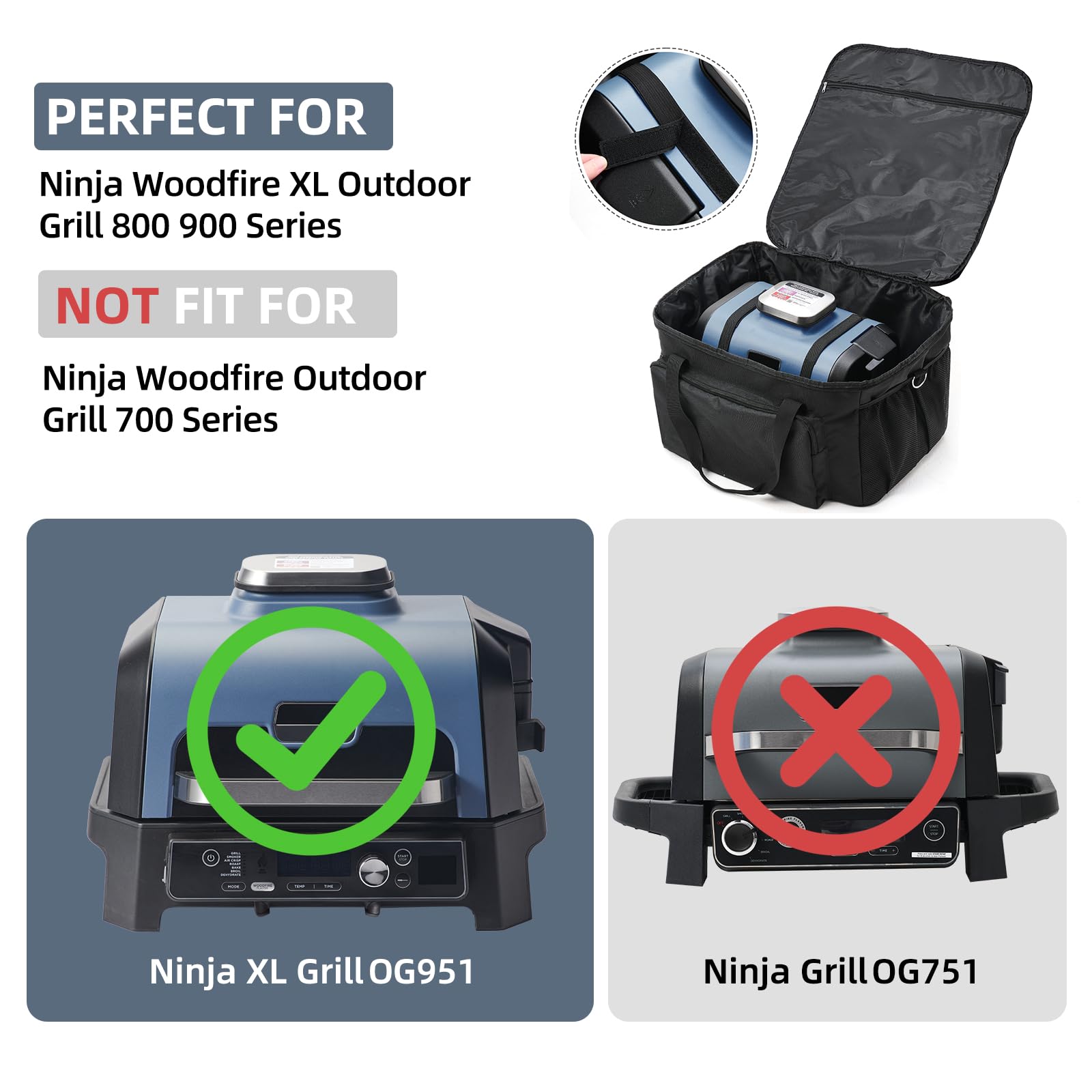 TRAVELIT Ninja Woodfire Pro XL carry bag side pocket open showing tool organization.